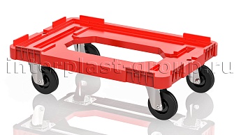 Тележка пластиковая с отверстием без тормозов усиленная красная в Оренбурге Тележка пластиковая с отверстием без тормозов усиленная красная в Оренбурге