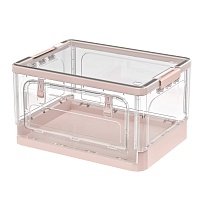Ящик пластиковый складной прозрачный, дно розовое, 490х360х280 мм, с колесиками в Оренбурге