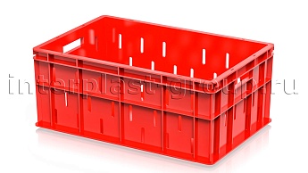 Ящик для молока, мяса, овощей и фруктов малая перфорация дно сплошное красный в Оренбурге Ящик для молока, мяса, овощей и фруктов малая перфорация дно сплошное красный в Оренбурге