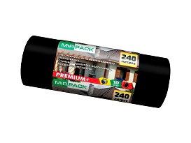 Мешки для мусора 240 л, ароматизированные, черные, в рулоне 10 шт., ПВД 45 мкм, 1300х930 мм, PREMIUM+, 24010830 в Оренбурге