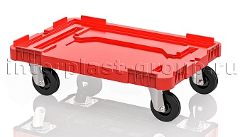 Тележка пластиковая сплошная без тормозов красная в Оренбурге Тележка пластиковая сплошная без тормозов красная в Оренбурге