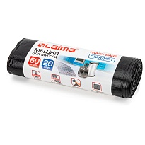 Мешки для мусора 60 л, черные, в рулоне 20 шт., ПНД, 10 мкм, 700х600 мм, LAIMA, 601381 в Оренбурге