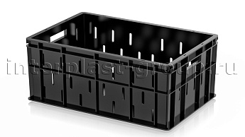 Ящик для молока, мяса, овощей и фруктов малая перфорация дно сплошное черный в Оренбурге Ящик для молока, мяса, овощей и фруктов малая перфорация дно сплошное черный в Оренбурге