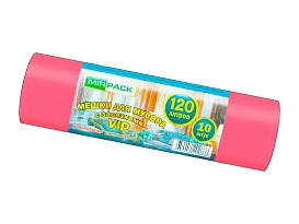 Мешки для мусора 120 л, с завязками, красные, в рулоне 10 шт., ПНД, 15 мкм, 800х750 мм, VIP, Z12010red в Оренбурге