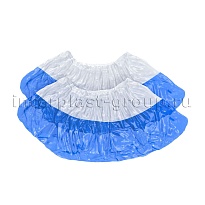 Бахилы бело-синие 1000 шт (500 пар), 48 мкм, двойная подошва, с одной резинкой, Эконом+ в Оренбурге