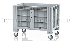 Контейнер iBox сплошной на колесах с пробкой 1 дюйм серый