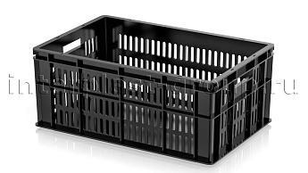Ящик для молока, мяса, овощей и фруктов большая перфорация дно сплошное черный в Оренбурге