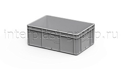 Евроконтейнер закрытые ручки/сплошное дно 600х400х220 серый