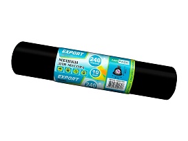 Мешки для мусора 240 л, черные, в рулоне 10 шт., ПВД 80 мкм, 1300х930 мм, EXPORT, exp 24010167 в Оренбурге