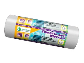 Мешки для мусора 60 л, белые, в рулоне 20 шт., ПНД, 7 мкм, 700х600 мм, MIRPACK Classik, 602052 в Оренбурге