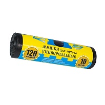 Мешки для мусора 120 л, с ушками, черные, в рулоне 10 шт., ПНД, 13 мкм, 1050х680 мм, Крепакоф, 4607075710252 в Оренбурге Мешки для мусора 120 л, с ушками, черные, в рулоне 10 шт., ПНД, 13 мкм, 1050х680 мм, Крепакоф, 4607075710252 в Оренбурге