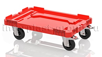 Тележка пластиковая сплошная 2 колеса с тормозом усиленная красная в Оренбурге Тележка пластиковая сплошная 2 колеса с тормозом усиленная красная в Оренбурге