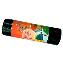 Мешки для мусора 60 л, черные, в рулоне 30 шт., ПНД, 6 мкм, 640х580 мм, Концепция Быта EcoClean, 603890 в Оренбурге