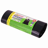 ММешки для мусора 60 л, черные, в рулоне 20 шт., ПНД, 8 мкм, 650х580 мм, Любаша, 608092 в Оренбурге