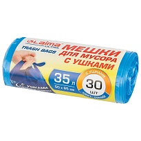 Мешки для мусора 35 л, с ушками, синие, в рулоне 30 шт., ПНД, 11 мкм, 650х500 мм, LAIMA ULTRA, 607684 в Оренбурге