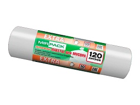 Мешки для мусора 120 л, белые, в рулоне 10 шт., ПНД, 14 мкм, 1100х700 мм, EXTRA, ex1201803 в Оренбурге