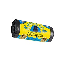 Мешки для мусора 30 л, с ушками, черные, в рулоне 30 шт., ПНД, 8 мкм, 580х460 мм, Крепакоф, 4607075710238 в Оренбурге