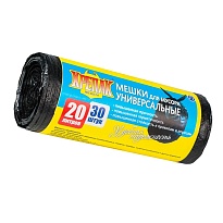 Мешки для мусора 20 л, черные, в рулоне 30 шт., ПНД, 10 мкм, 550х440 мм, Крепак, 4607075710092 в Оренбурге