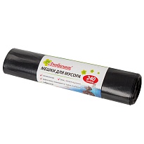 Мешки для мусора 240 л, черные, в рулоне 5 шт., ПВД 30 мкм, 1300х900 мм, Любаша, 605338 в Оренбурге Мешки для мусора 240 л, черные, в рулоне 5 шт., ПВД 30 мкм, 1300х900 мм, Любаша, 605338 в Оренбурге