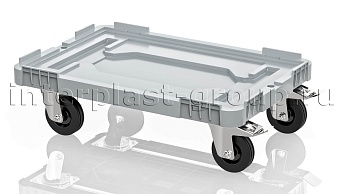 Тележка пластиковая сплошная 2 колеса с тормозом усиленная серая в Оренбурге