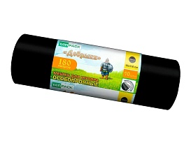 Мешки для мусора 180 л, ароматизированные, черные, в рулоне 10 шт., ПВД, 100 мкм, 1100х930 мм, Добрыня, Dob18010black в Оренбурге
